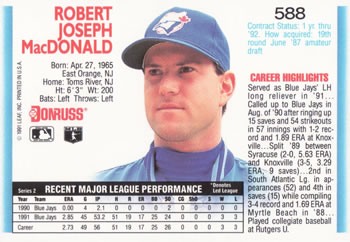 Bob MacDonald  baseball card collectible - Main Image 2