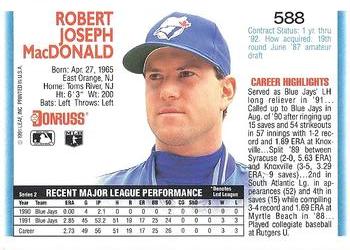 Bob MacDonald  baseball card collectible - Main Image 2