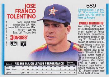 Jose Tolentino  baseball card collectible - Main Image 2