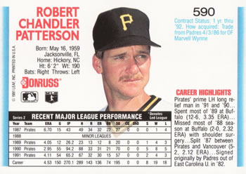 Bob Patterson  baseball card collectible - Main Image 2