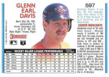 Glenn Davis  baseball card collectible - Main Image 2
