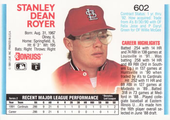 Stan Royer  baseball card collectible - Main Image 2