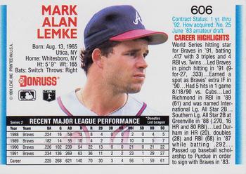 Mark Lemke  baseball card collectible - Main Image 2