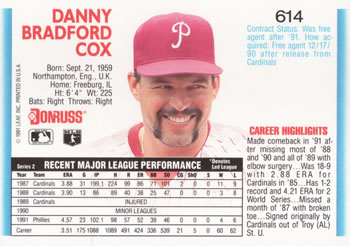 Danny Cox  baseball card collectible - Main Image 2