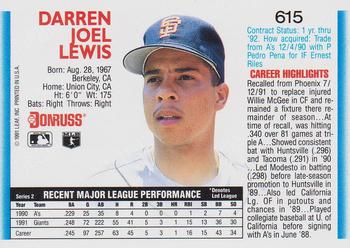 Darren Lewis  baseball card collectible - Main Image 2