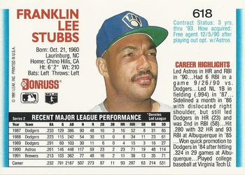 Franklin Stubbs  baseball card collectible - Main Image 2