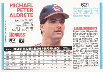 Mike Aldrete  baseball card collectible - Main Image 2