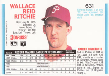 Wally Ritchie  baseball card collectible - Main Image 2
