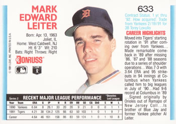 Mark Leiter  baseball card collectible - Main Image 2