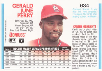 Gerald Perry  baseball card collectible - Main Image 2