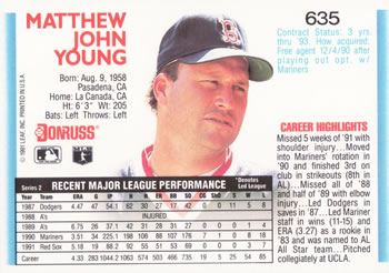 Matt Young  baseball card collectible - Main Image 2