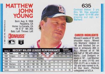 Matt Young  baseball card collectible - Main Image 2