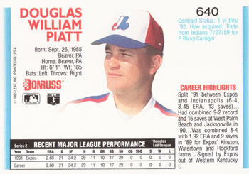 Doug Piatt  baseball card collectible - Main Image 2