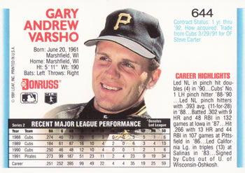 Gary Varsho  baseball card collectible - Main Image 2