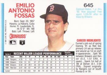 Tony Fossas  baseball card collectible - Main Image 2