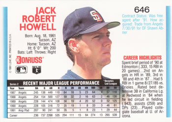 Jack Howell  baseball card collectible - Main Image 2