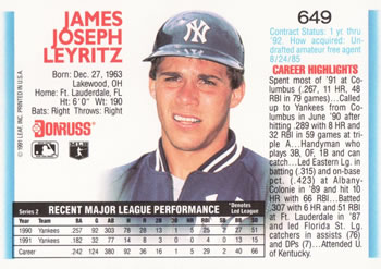 Jim Leyritz  baseball card collectible - Main Image 2