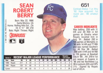Sean Berry  baseball card collectible - Main Image 2