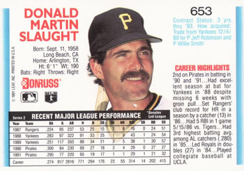 Don Slaught  baseball card collectible - Main Image 2