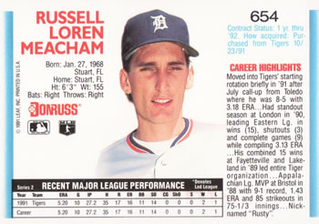 Rusty Meacham  baseball card collectible - Main Image 2