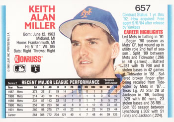 Keith Miller  baseball card collectible - Main Image 2