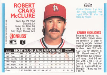 Bob McClure  baseball card collectible - Main Image 2