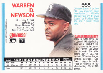Warren Newson  baseball card collectible - Main Image 2