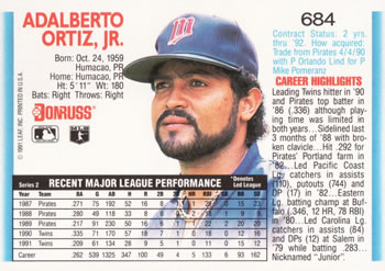 Junior Ortiz  baseball card collectible - Main Image 2