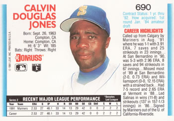 Calvin Jones  baseball card collectible - Main Image 2