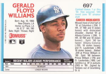 Gerald Williams  baseball card collectible - Main Image 2