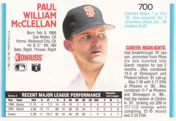Paul McClellan  baseball card collectible - Main Image 2