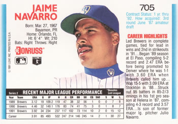 Jaime Navarro  baseball card collectible - Main Image 2