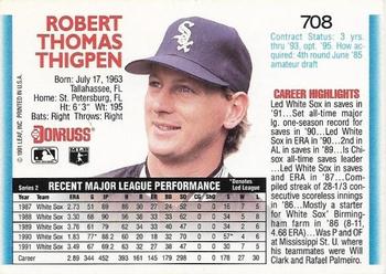 Bobby Thigpen  baseball card collectible - Main Image 2