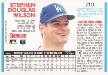 Steve Wilson  baseball card collectible - Main Image 2