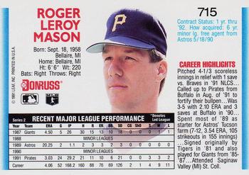Roger Mason  baseball card collectible - Main Image 2