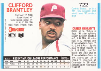Cliff Brantley  baseball card collectible - Main Image 2