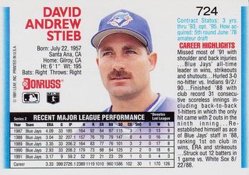 Dave Stieb  baseball card collectible - Main Image 2