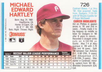 Mike Hartley  baseball card collectible - Main Image 2