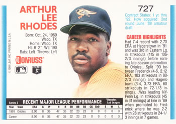 Arthur Rhodes  baseball card collectible - Main Image 2
