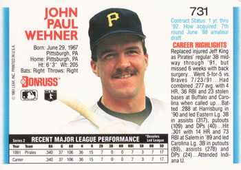 John Wehner  baseball card collectible - Main Image 2