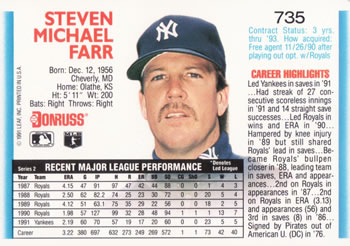 Steve Farr  baseball card collectible - Main Image 2