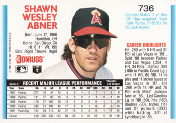Shawn Abner  baseball card collectible - Main Image 2