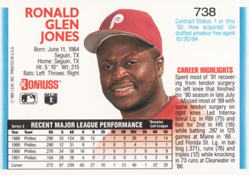 Ron Jones  baseball card collectible - Main Image 2