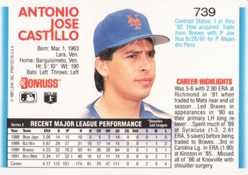 Tony Castillo  baseball card collectible - Main Image 2