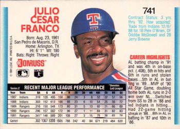 Julio Franco  baseball card collectible - Main Image 2