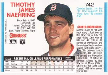 Tim Naehring  baseball card collectible - Main Image 2