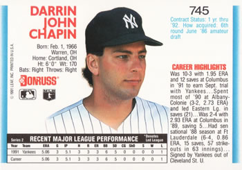 Darrin Chapin  baseball card collectible - Main Image 2