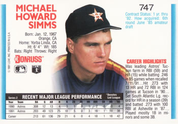 Mike Simms  baseball card collectible - Main Image 2