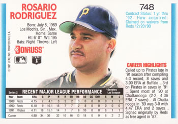 Rosario Rodriguez  baseball card collectible - Main Image 2