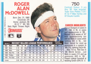 Roger McDowell  baseball card collectible - Main Image 2